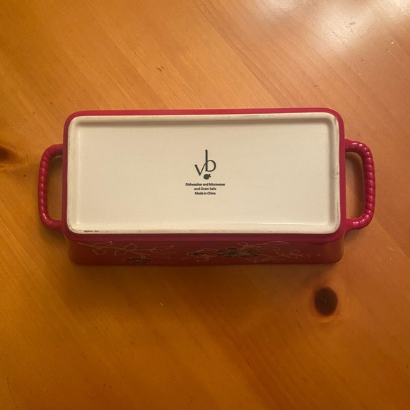 vb Loaf Pan with Lid Two Handles Ceramic Flowers Poinsettias - Picture 12 of 14